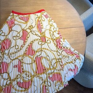 Babaton Elegant Chain pleaded Print Skirt - Red and Gold brand new